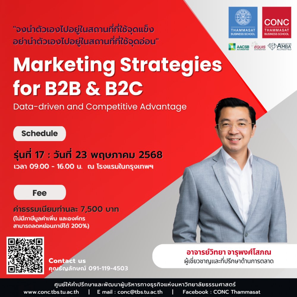 หลักสูตร Marketing Strategies for B2B & B2C : Data-driven and Competitive Advantage